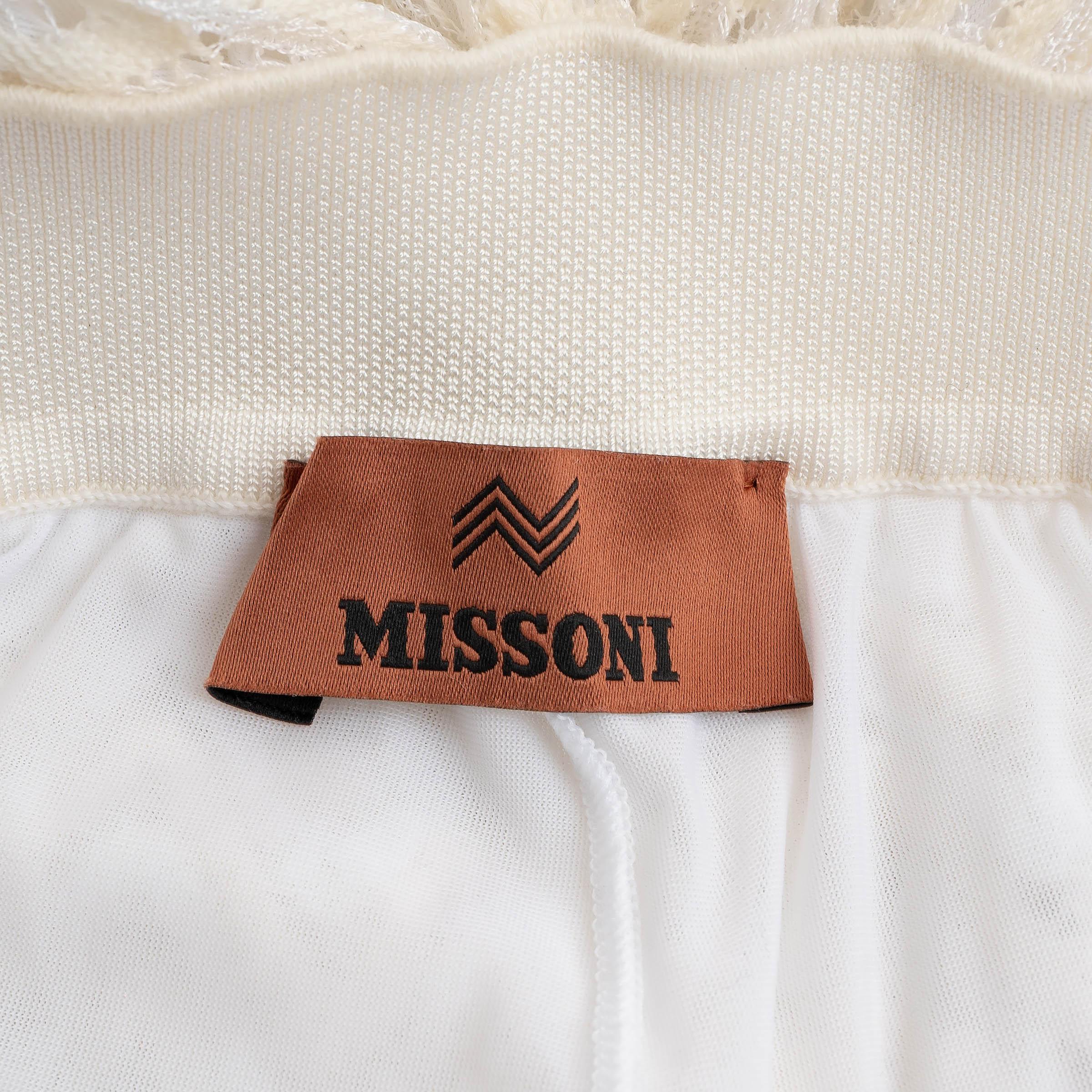 Pantalon MISSONI MARE en viscose crème 2023 WIDE CROCHET Knit 42 M en vente 1