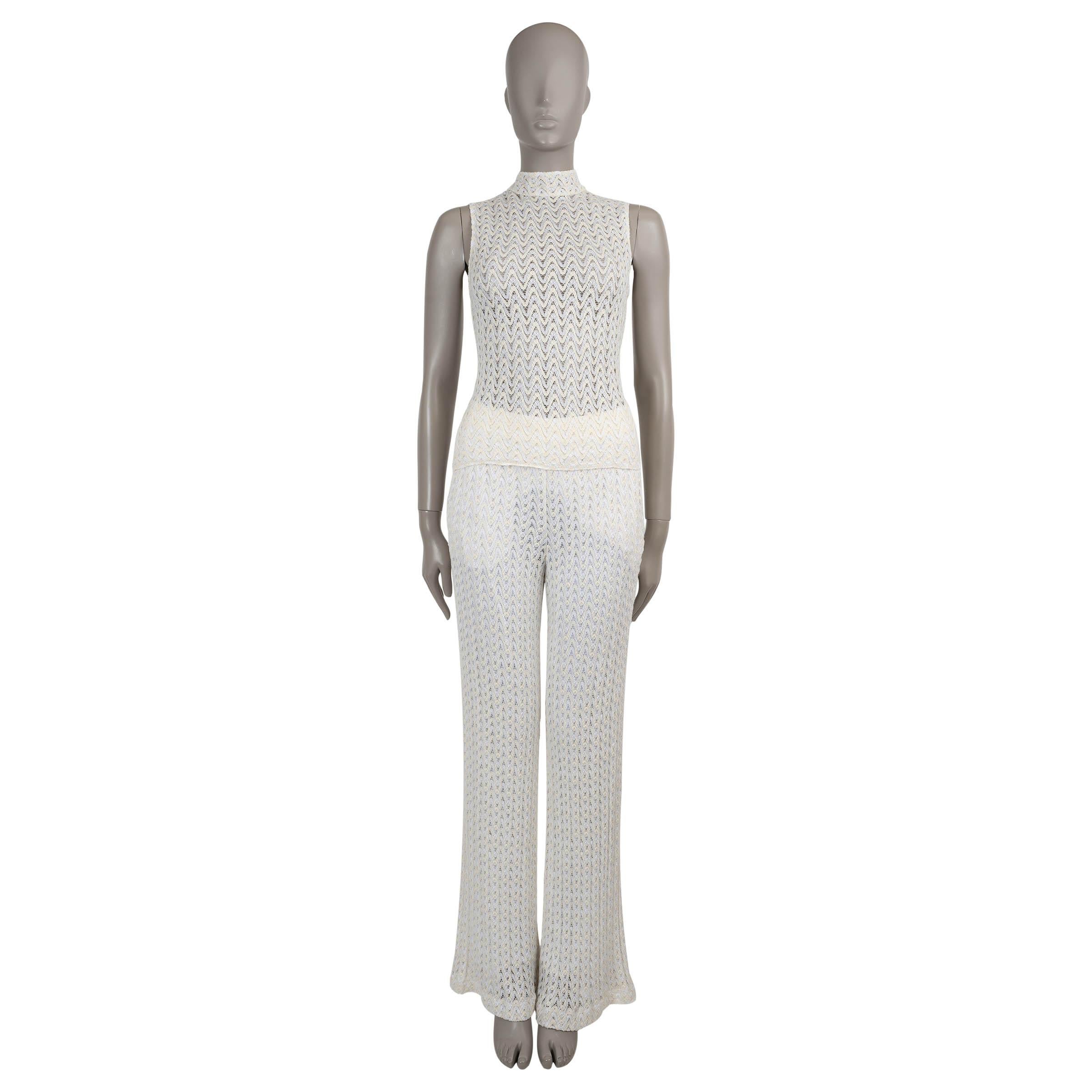 Pantalon MISSONI MARE en viscose crème 2023 WIDE CROCHET Knit 42 M en vente 2