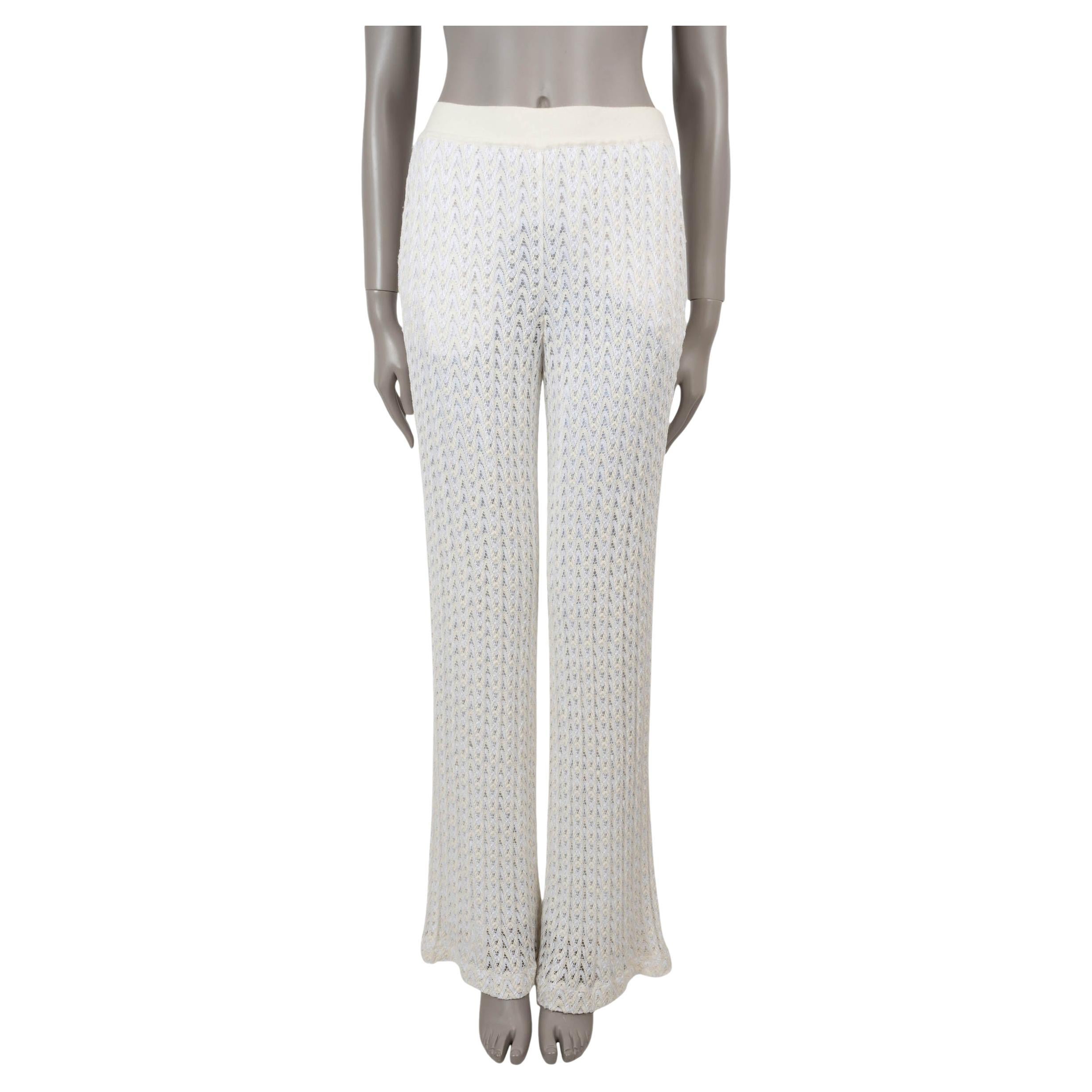 Pantalon MISSONI MARE en viscose crème 2023 WIDE CROCHET Knit 42 M