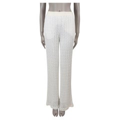 MISSONI MARE cream viscose 2023 WIDE CROCHET KNIT Pants 42 M