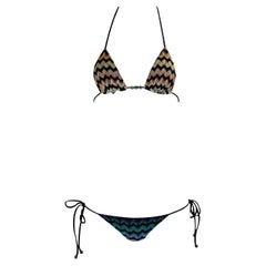 Missoni Mare Crochet Knit Halterneck Triangle Bikini It 40 Uk 8