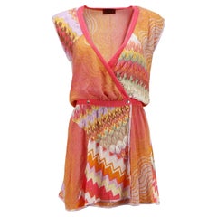 Missoni Mare Crochet Knit Wrap Mini Dress IT 40 UK 8