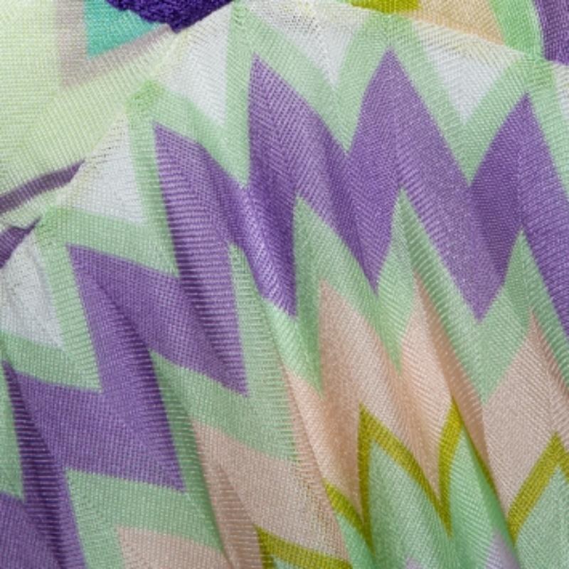 Missoni Mare - Mini-robe de couverture en maille à chevrons multicolore S en vente 1