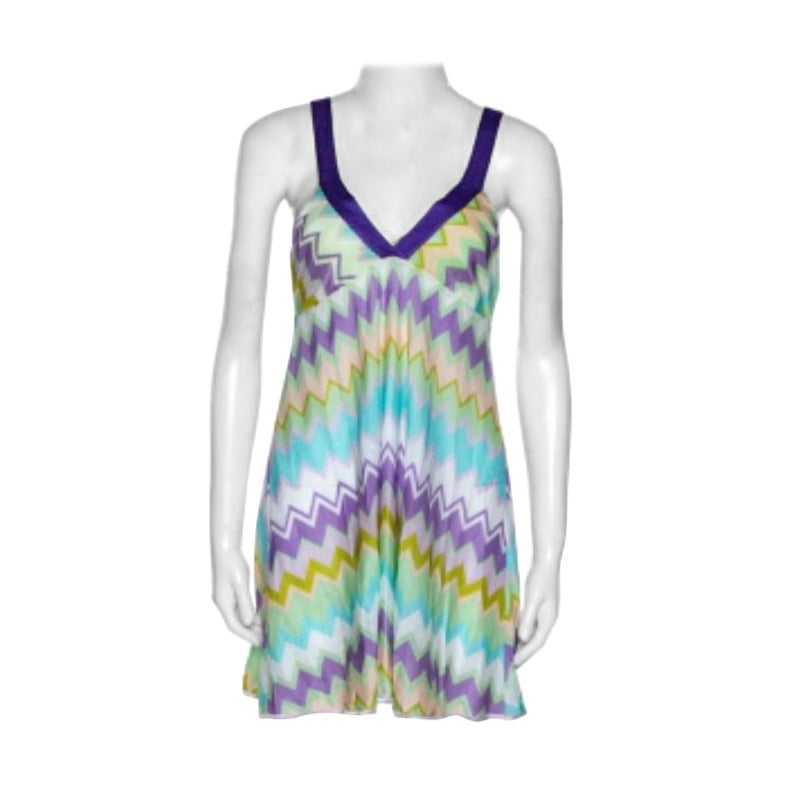 Missoni Mare Mehrfarbiges Chevron-Strick-Minikleid zum Überziehen S