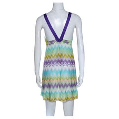 Missoni Mare - Mini-robe de couverture en maille à chevrons multicolore S