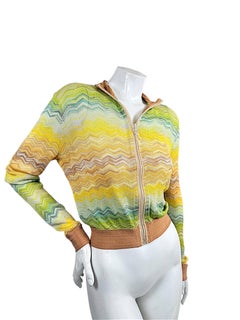 Missoni Mare – Mehrfarbige Strickjacke mit Chevron-Muster und Reißverschluss, italienische Größe 42