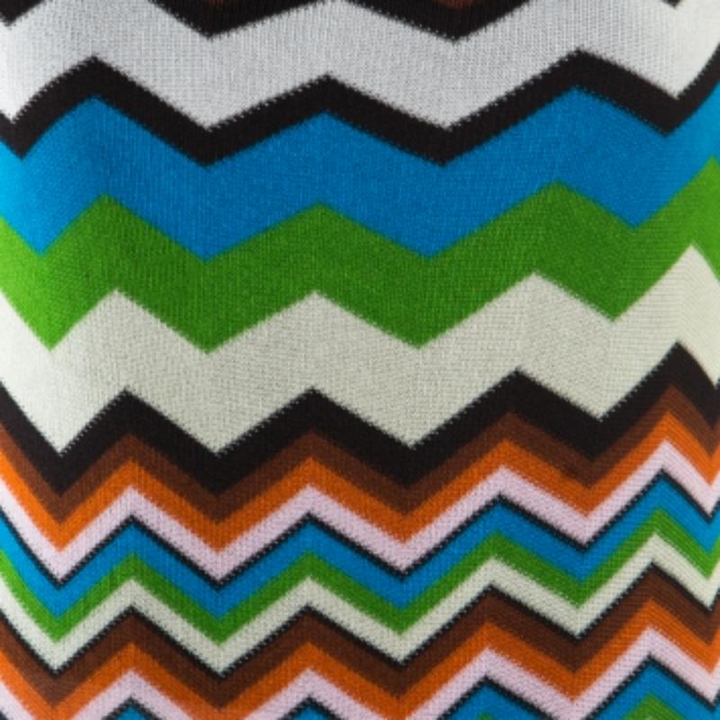 Mehrfarbige ärmellose Strick-Tunika von Missoni Mare mit Chevron-Muster (Grau) im Angebot