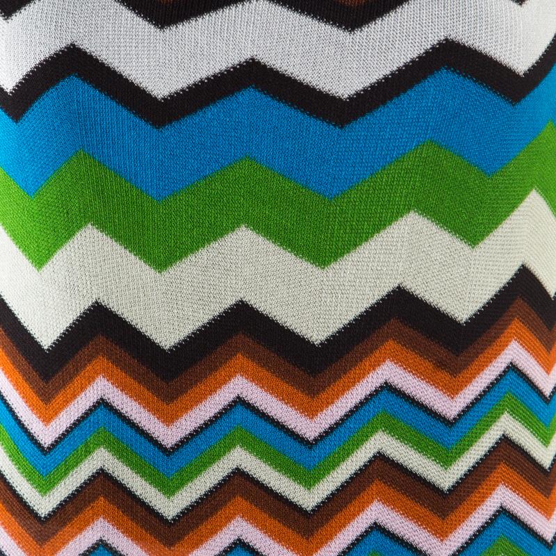 Beige Missoni Mare Multicolor Chevron Pattern Knit Sleeveless Tunic S