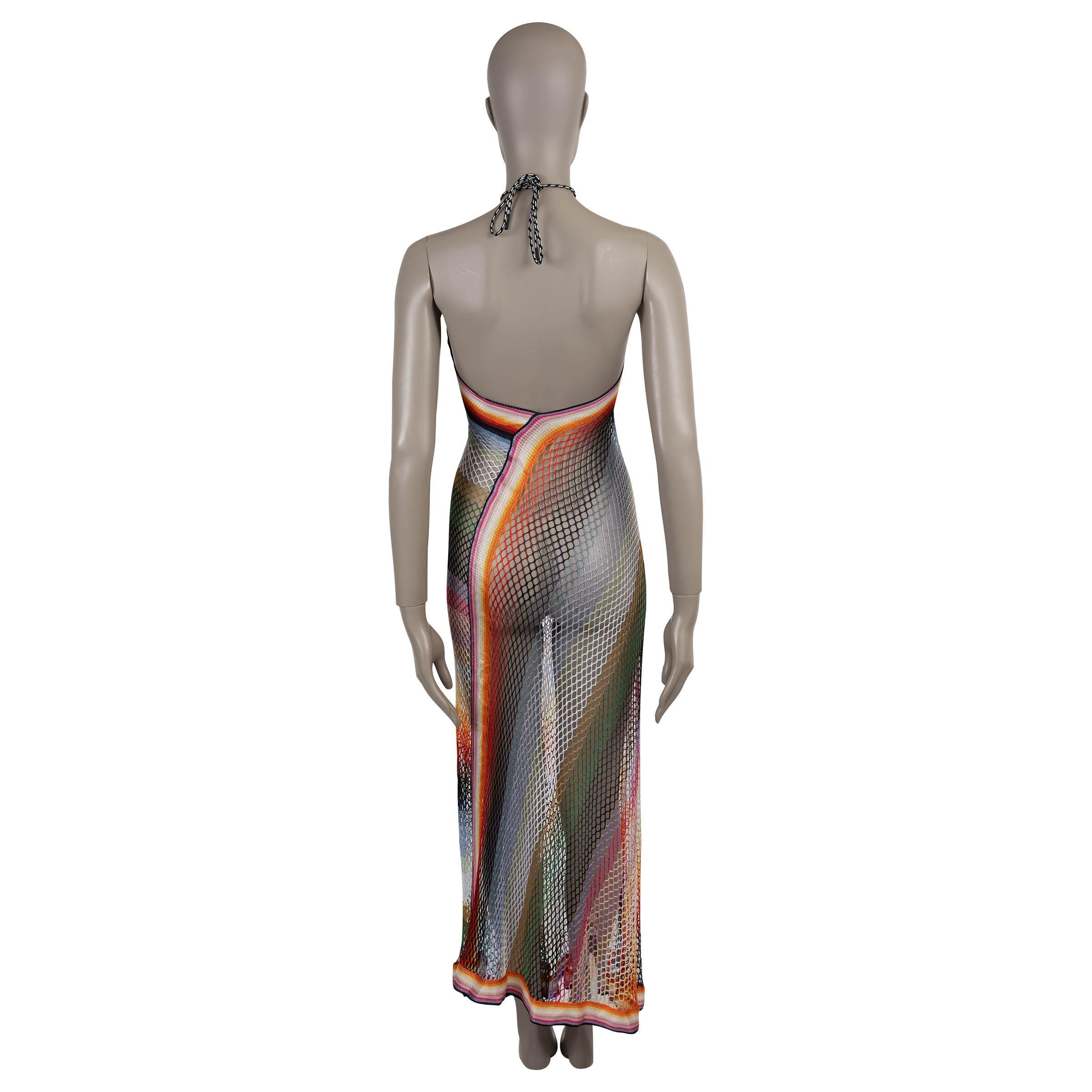 Gray MISSONI MARE multicolor mesh 2022 STRIPED CROCHET KNIT BEACH Dress S For Sale