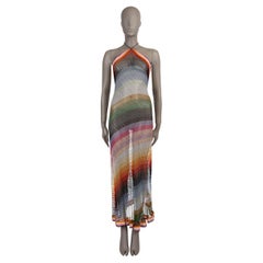 MISSONI MARE multicolor mesh 2022 STRIPED CROCHET KNIT BEACH Dress S