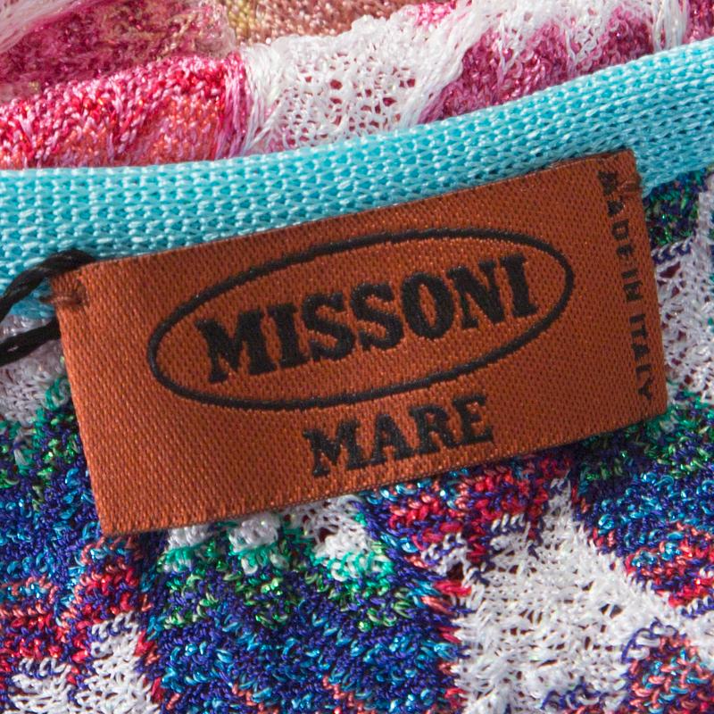 Women's Missoni Mare Multicolor Patterned Knit Scoop Back Beach Cover Up Dress M