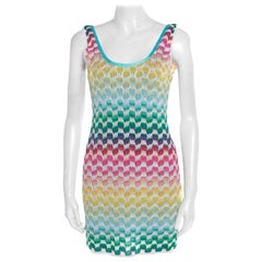 Missoni Mare Multicolor Patterned Knit Scoop Back Beach Cover Up Dress M