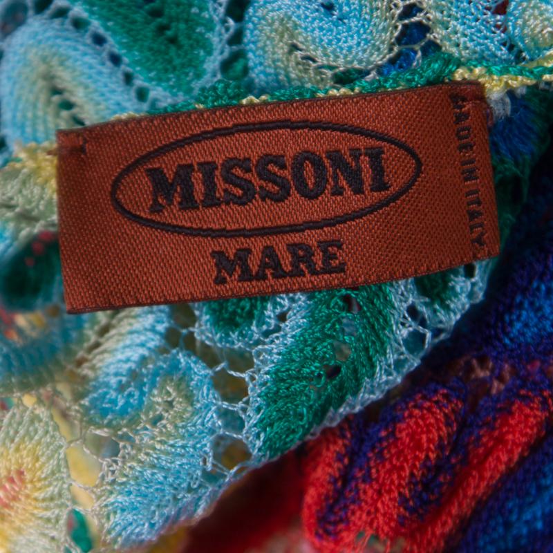 Missoni Mare Multicolor Perforated Knit Faux Wrap Tie Detail Kaftan Dress S In Good Condition In Dubai, Al Qouz 2