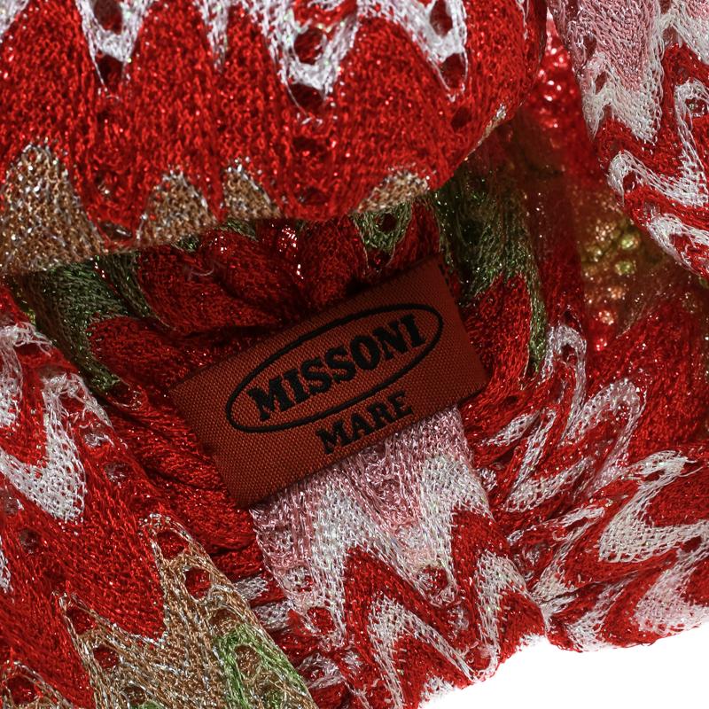 Missoni Mare Multicolor Perforated Patterned Lurex Knit Turban In Good Condition In Dubai, Al Qouz 2