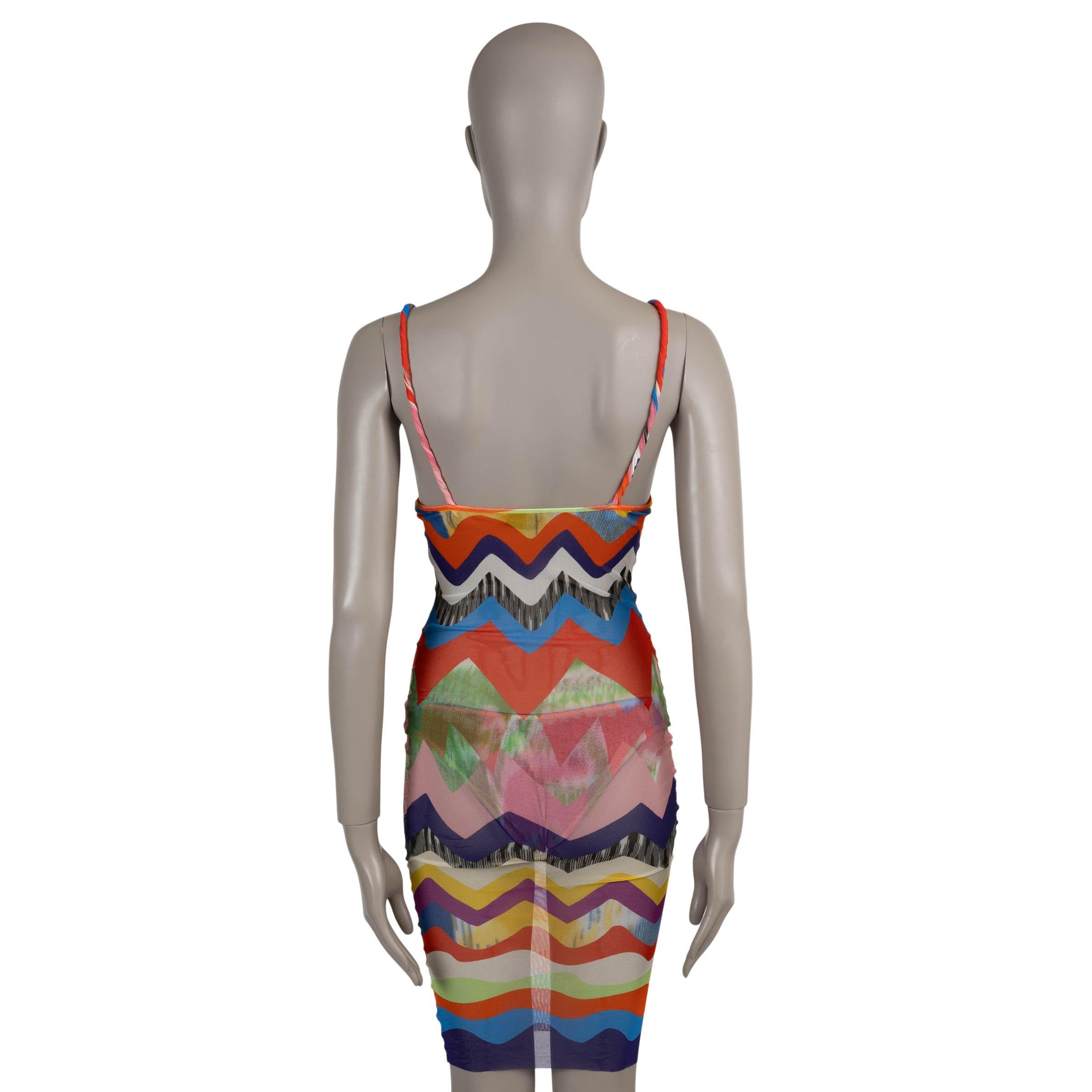 Marron MISSONI MARE multicolore ZIGZAG MESH Robe 42 M en vente
