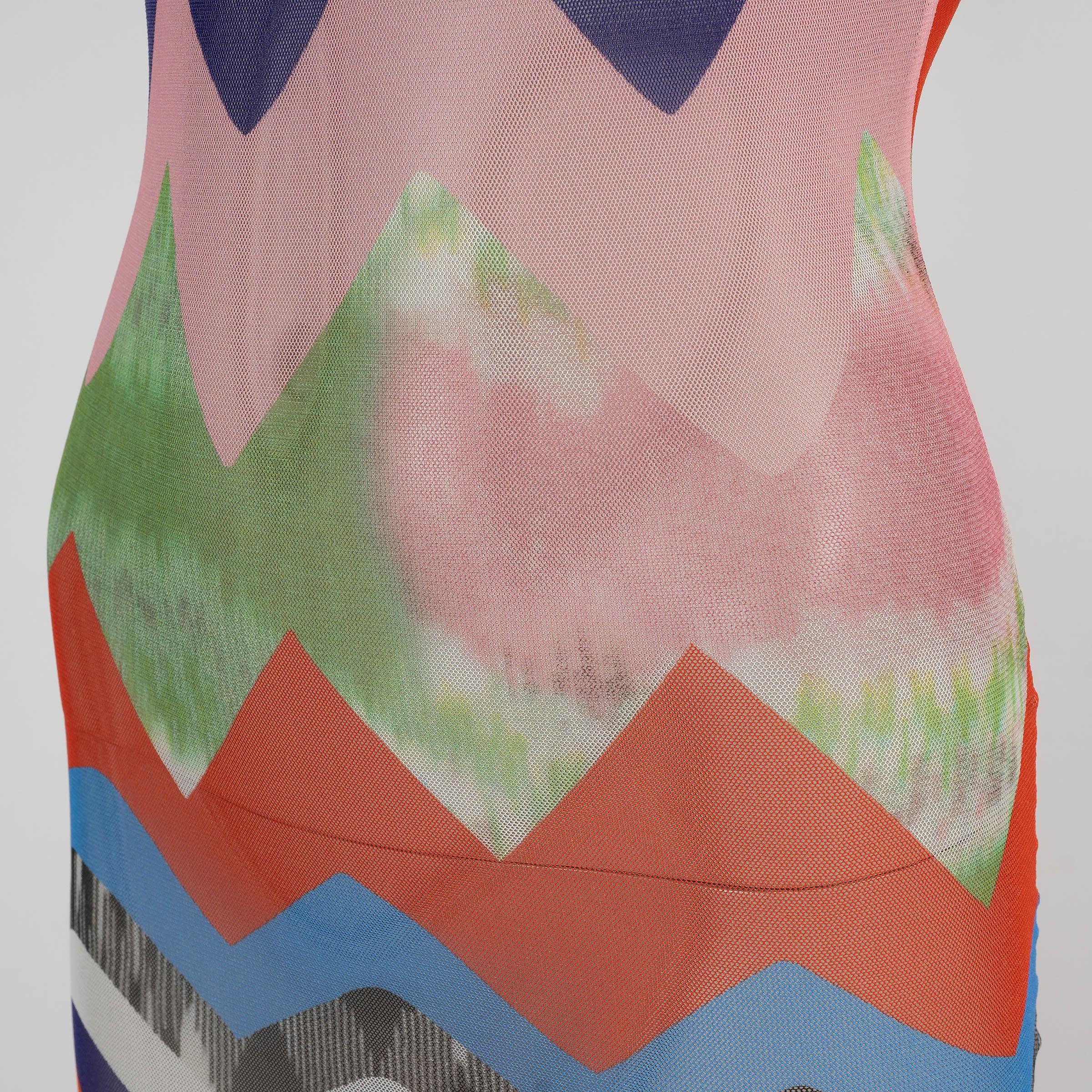 MISSONI MARE multicolore ZIGZAG MESH MAXI Robe S Excellent état - En vente à Zürich, CH