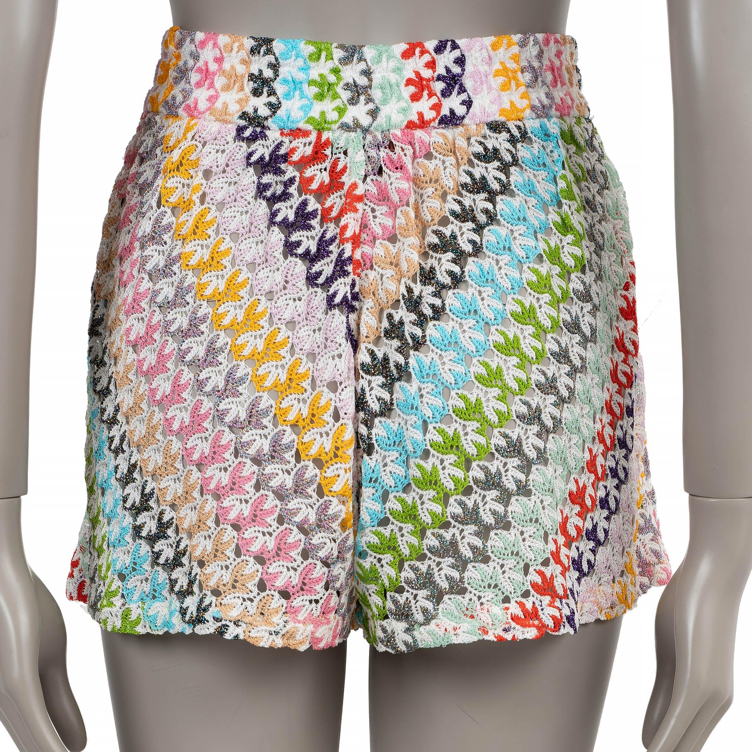Brown MISSONI MARE multicolour 2022 LUREX CROCHET KNIT Shorts Pants S For Sale
