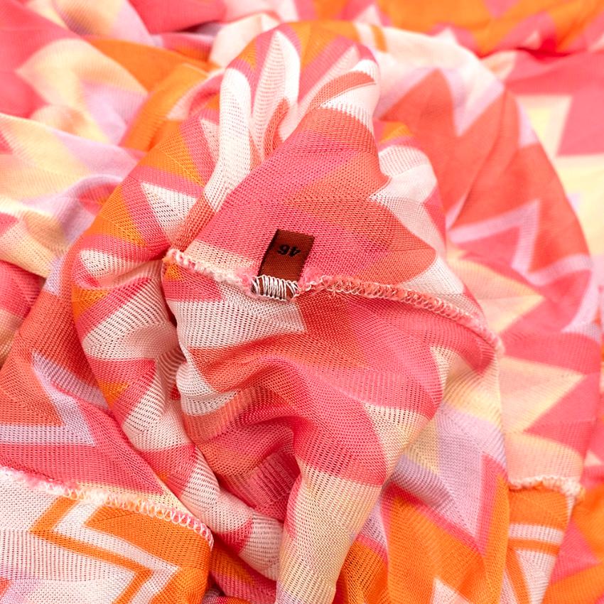 Missoni Mare Pink & Orange Chevron Print Knit Mini Dress - Size US 10 In Excellent Condition For Sale In London, GB