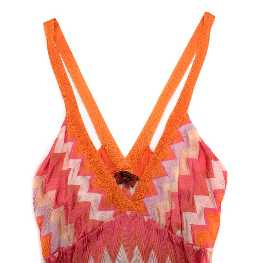 Women's or Men's Missoni Mare Pink & Orange Chevron Print Knit Mini Dress - Size US 10 For Sale