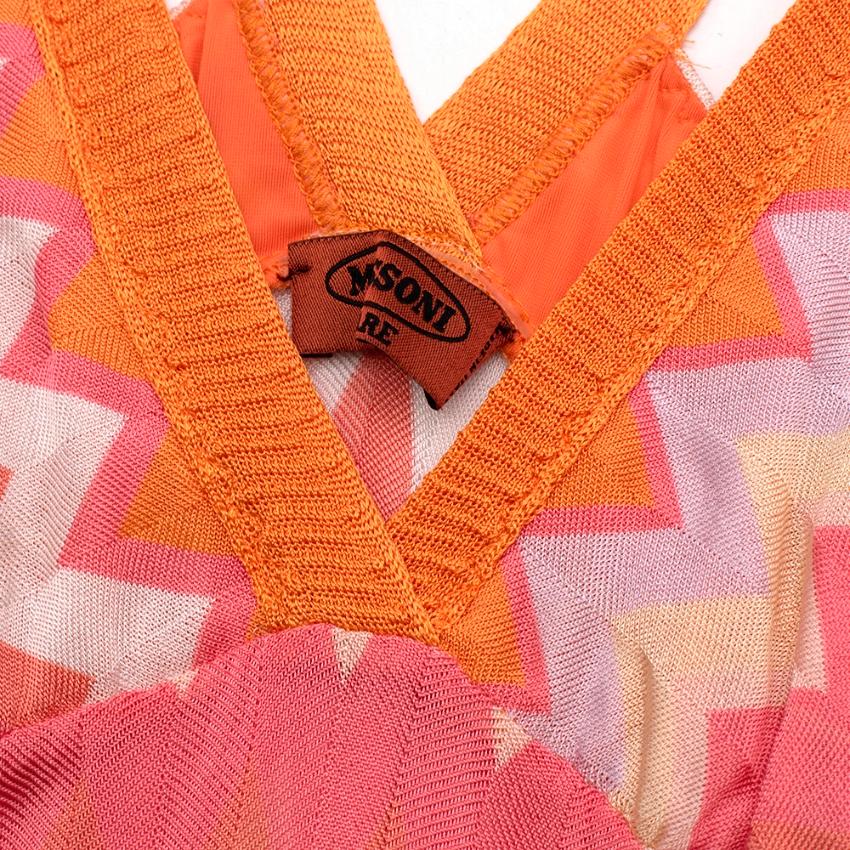 Missoni Mare Pink & Orange Chevron Print Knit Mini Dress - Size US 10 For Sale 1