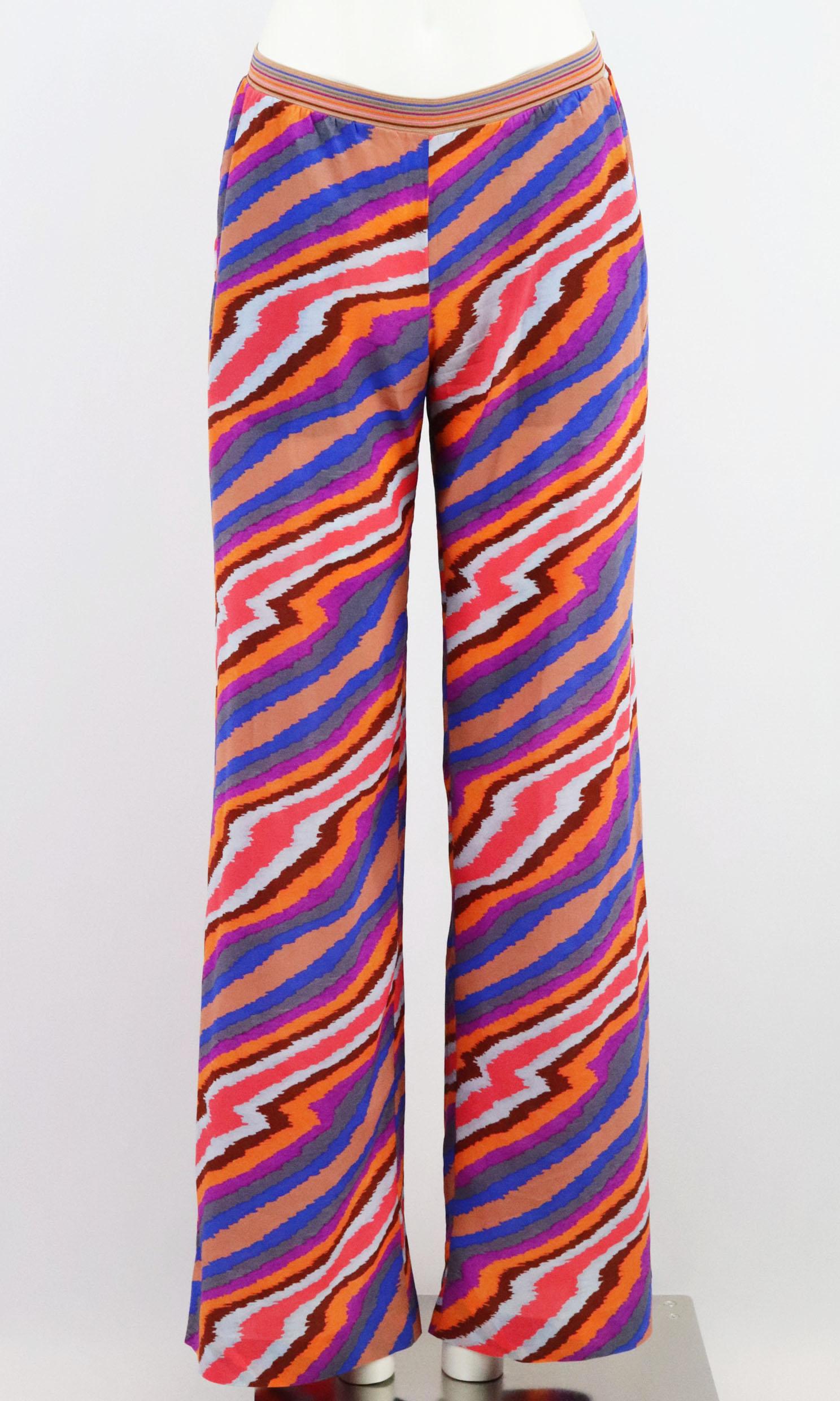 These pants by Missoni Mare are suitable for both after-dark dinners and adding a joyful print to your beach look, they're made from lustrous silk with stretch and have an elasticated waistband.
Multicoloured stretch-silk.
Pull on.
94% Silk, 4%