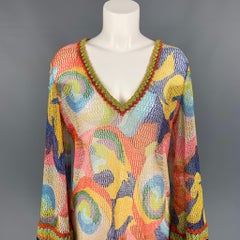 MISSONI MARE Größe 6 Mehrfarbiges Kleid aus Viskose / Polyester mit V-Ausschnitt