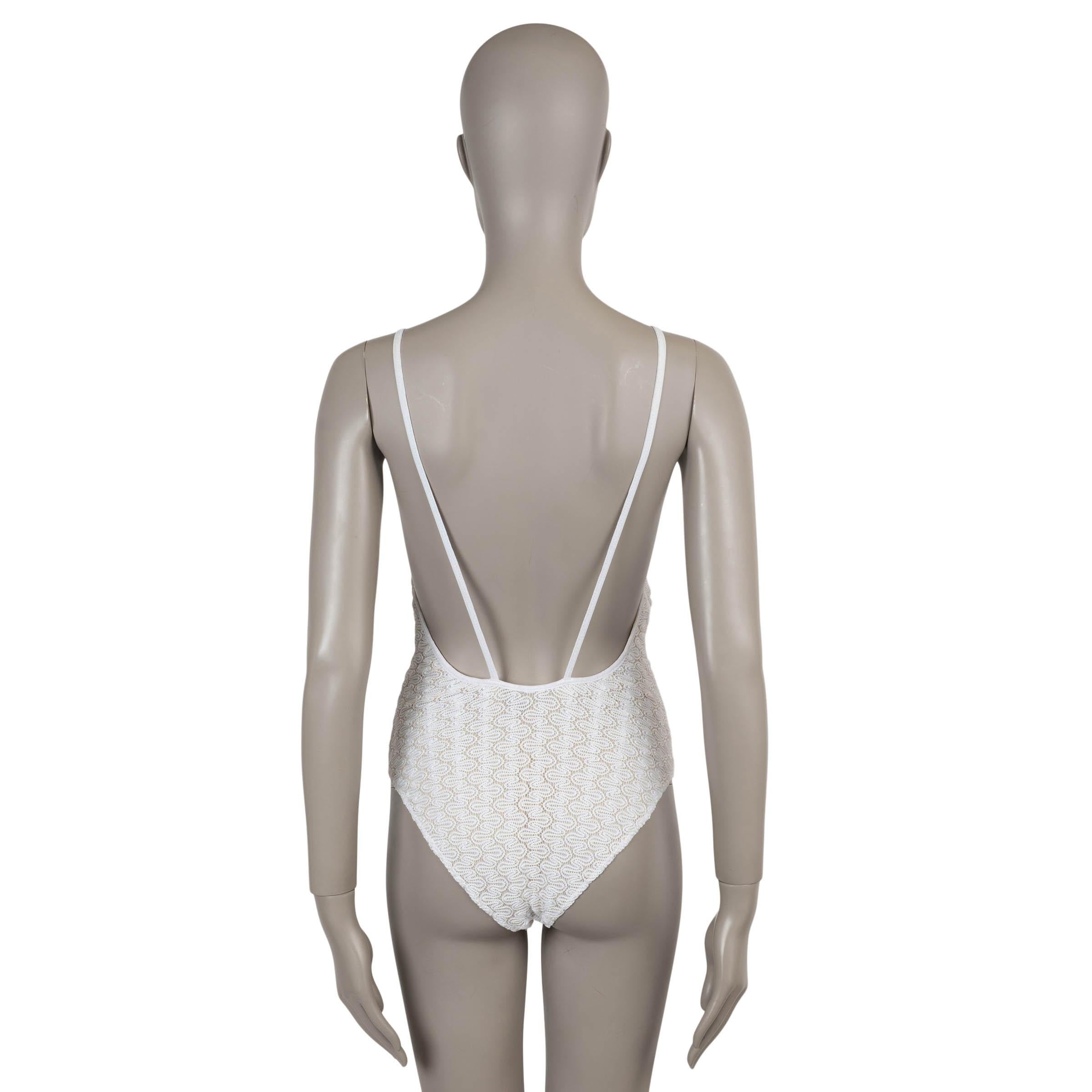 Gris Maillot de bain une pièce MISSONI MARE blanc viscose 2023 CROCHET Knit 44 L en vente