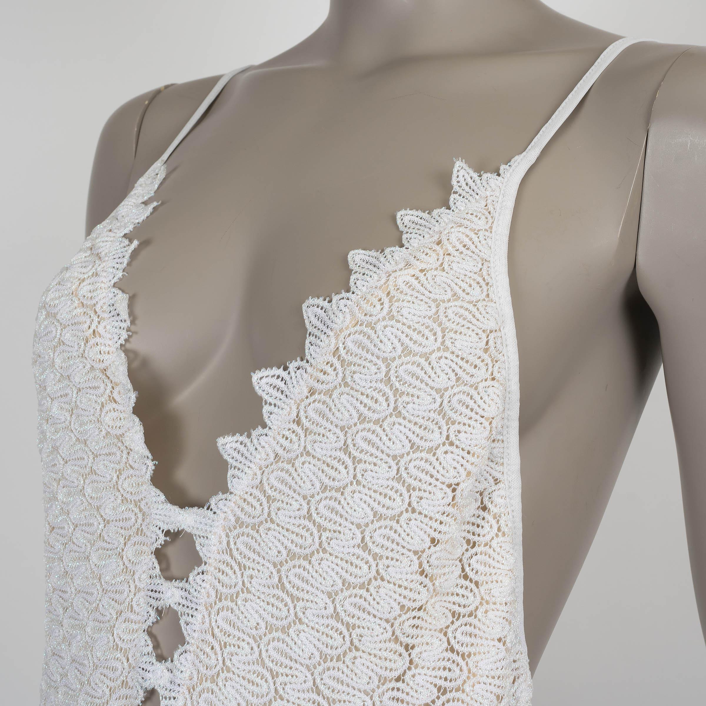 Maillot de bain une pièce MISSONI MARE blanc viscose 2023 CROCHET Knit 44 L en vente 1