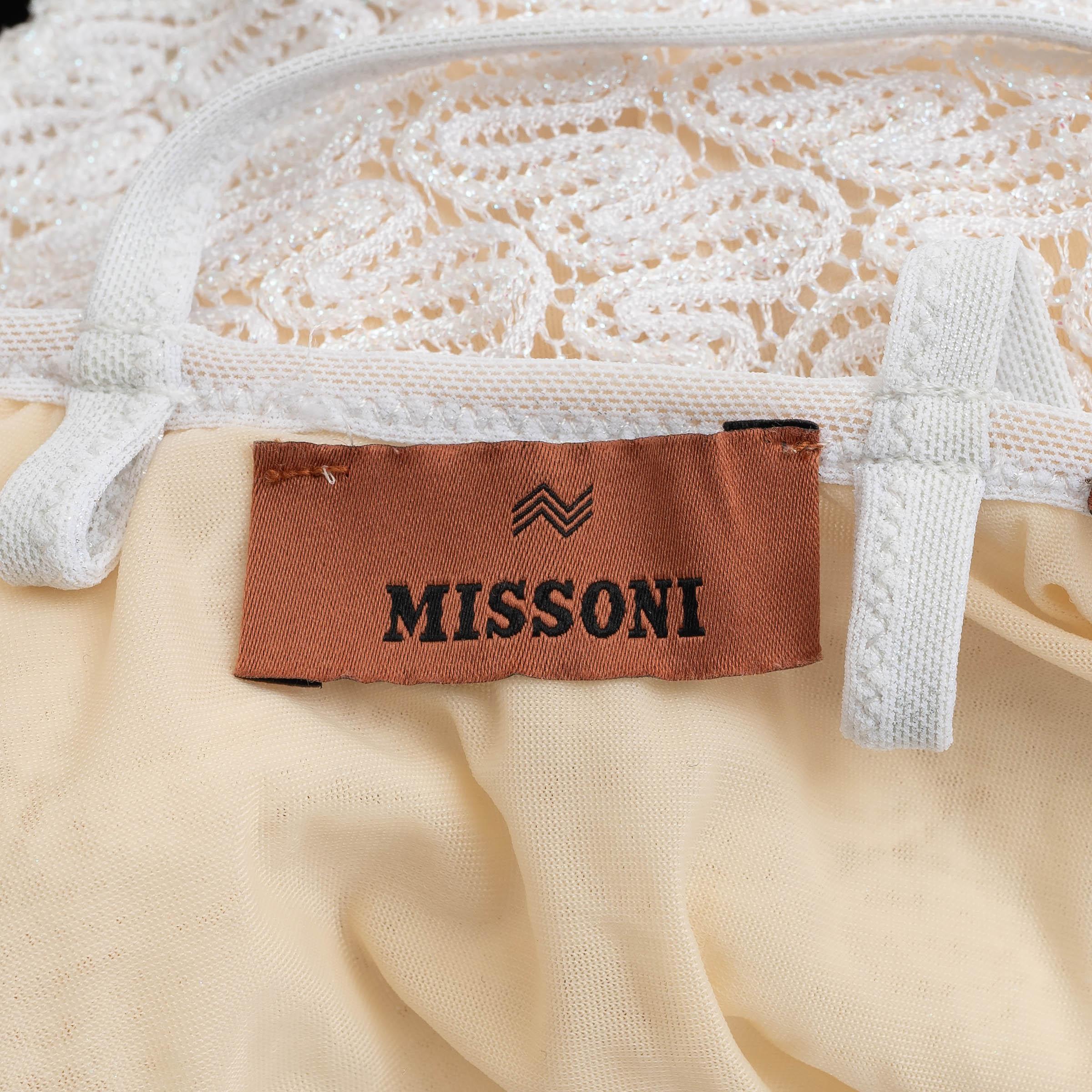 Maillot de bain une pièce MISSONI MARE blanc viscose 2023 CROCHET Knit 44 L en vente 2