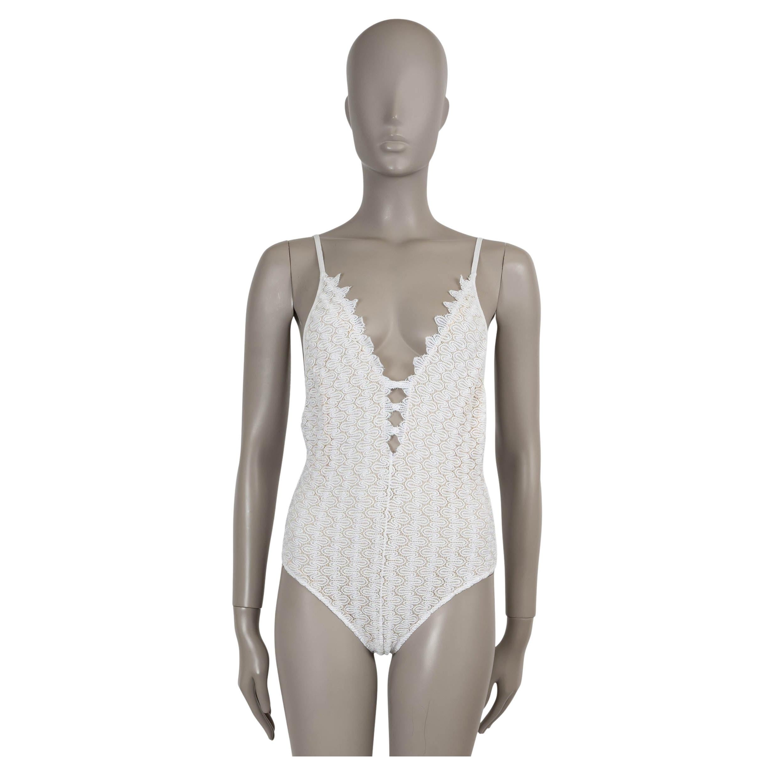 MISSONI MARE white viscose 2023 CROCHET KNIT One Piece Swimsuit 44 L