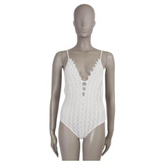 MISSONI MARE white viscose 2023 CROCHET KNIT One Piece Swimsuit 44 L