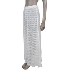 MISSONI MARE white viscose 2023 SIDE SLIT WIDE CROCHET KNIT Pants 46 XL