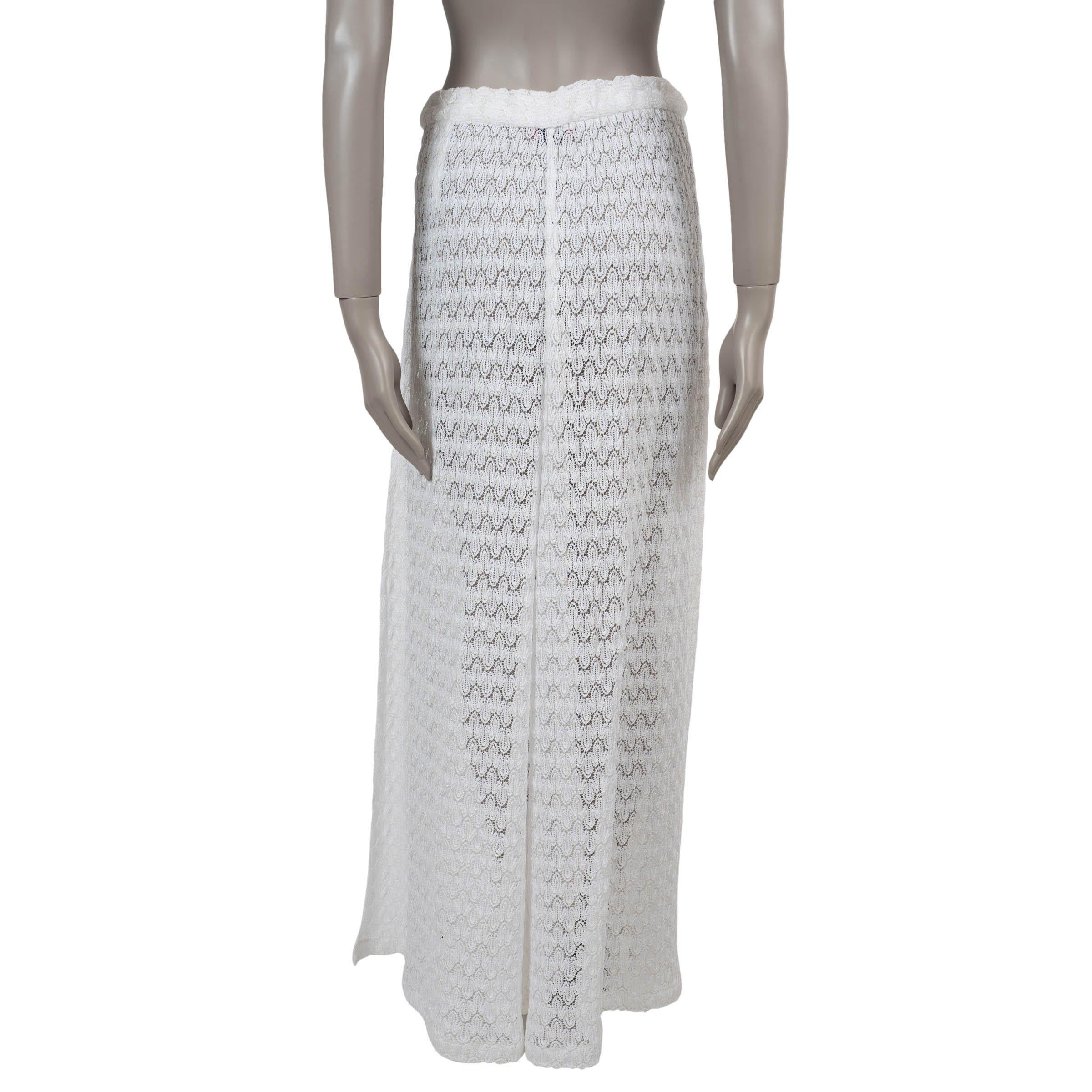 Gris Pantalon MISSONI MARE blanc viscose 2023 SIDE SLIT WIDE CROCHET 46 XL en vente