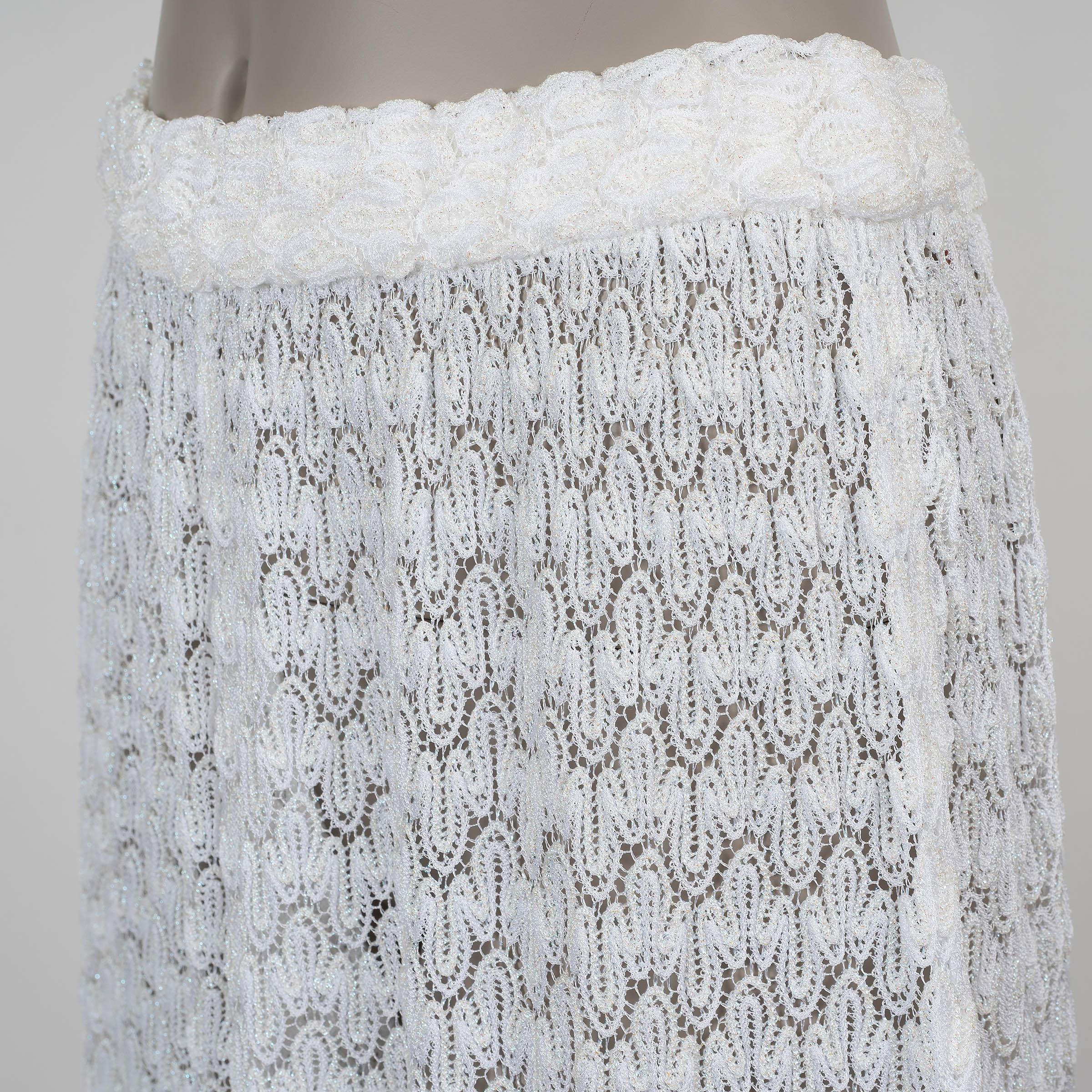 Pantalon MISSONI MARE blanc viscose 2023 SIDE SLIT WIDE CROCHET 46 XL Pour femmes en vente