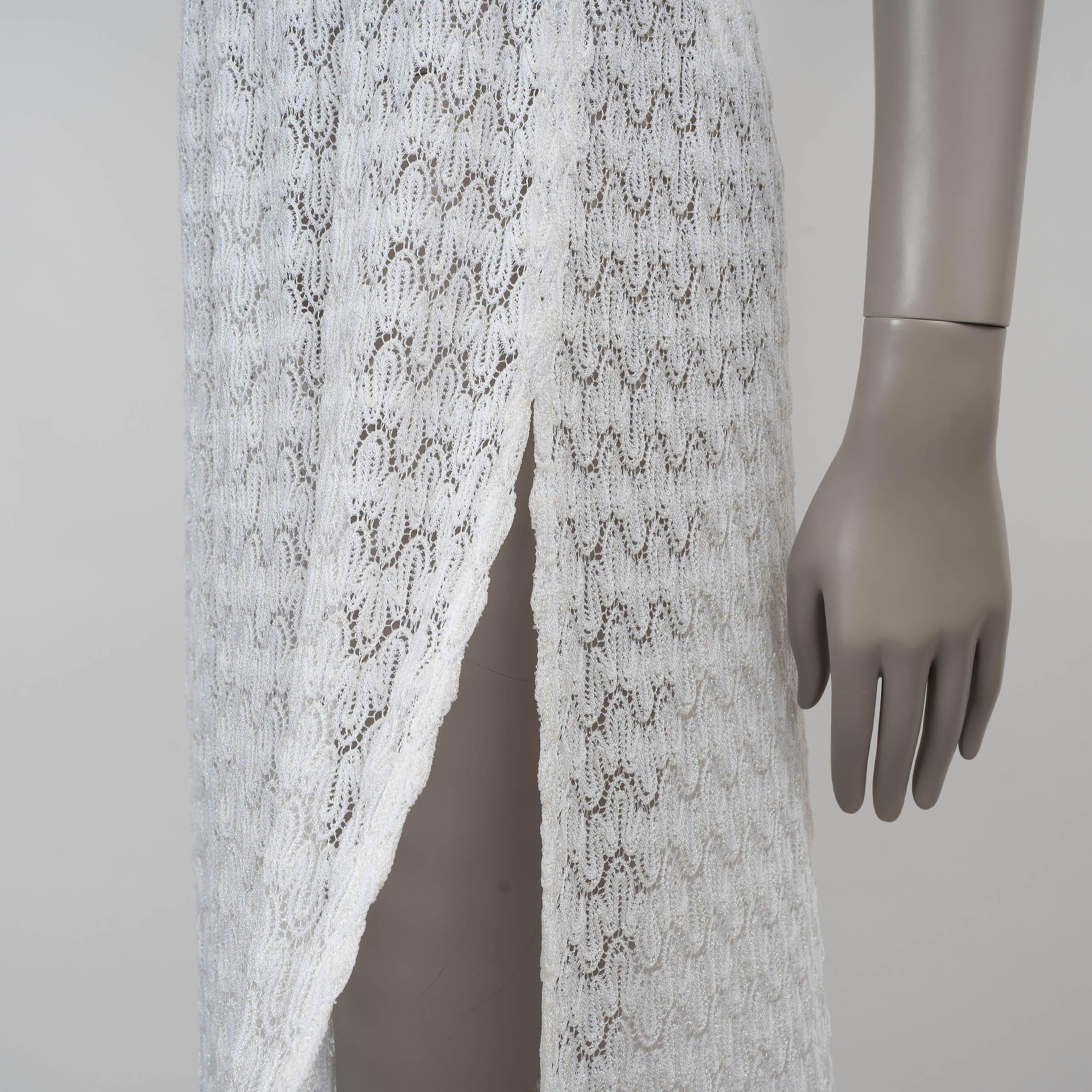 Pantalon MISSONI MARE blanc viscose 2023 SIDE SLIT WIDE CROCHET 46 XL en vente 1