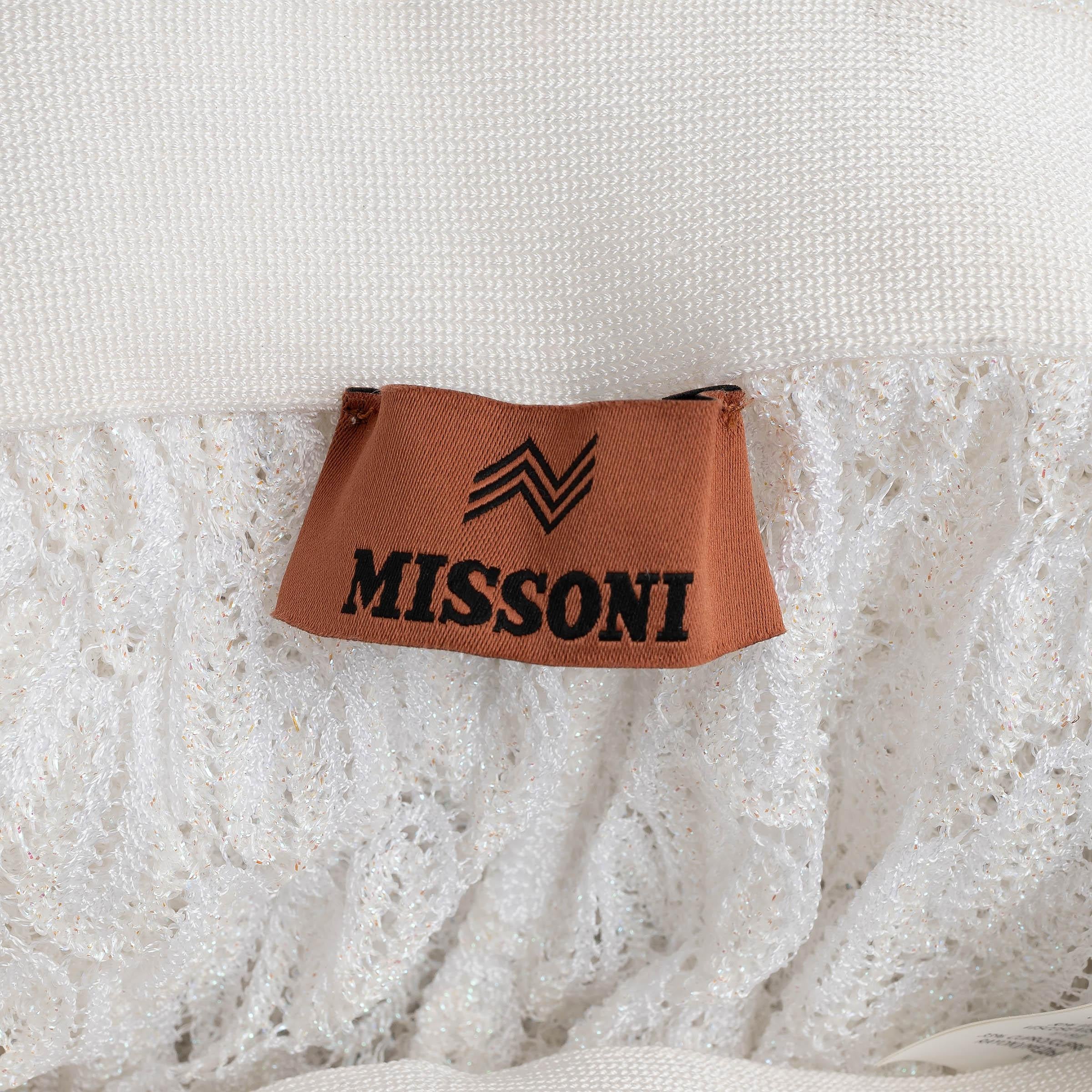 Pantalon MISSONI MARE blanc viscose 2023 SIDE SLIT WIDE CROCHET 46 XL en vente 2
