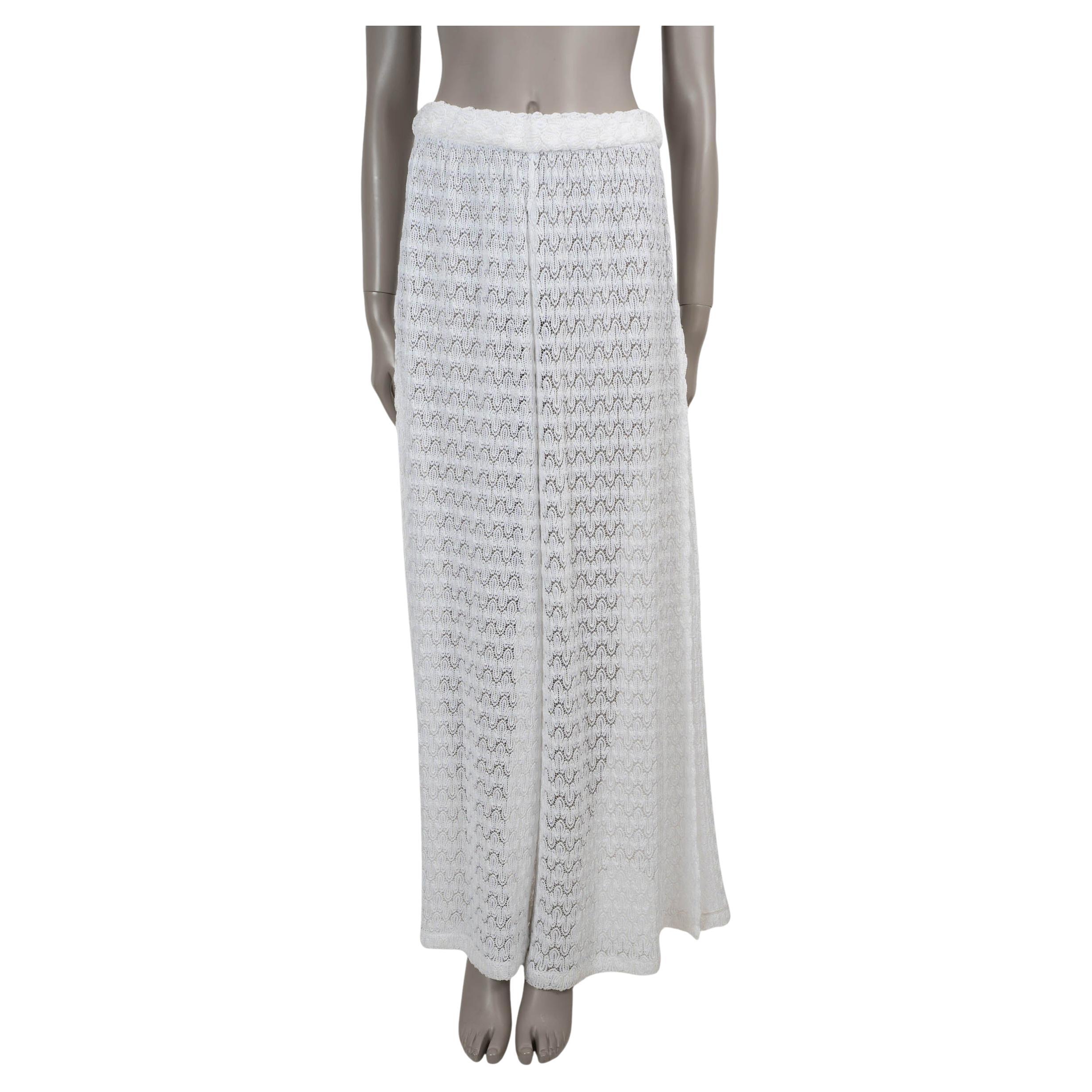 Pantalon MISSONI MARE blanc viscose 2023 SIDE SLIT WIDE CROCHET 46 XL