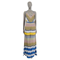 Combinaison longue MISSONI MARE jaune bleu blanc viscose ZIGZAG HALTER MAXI 40 S