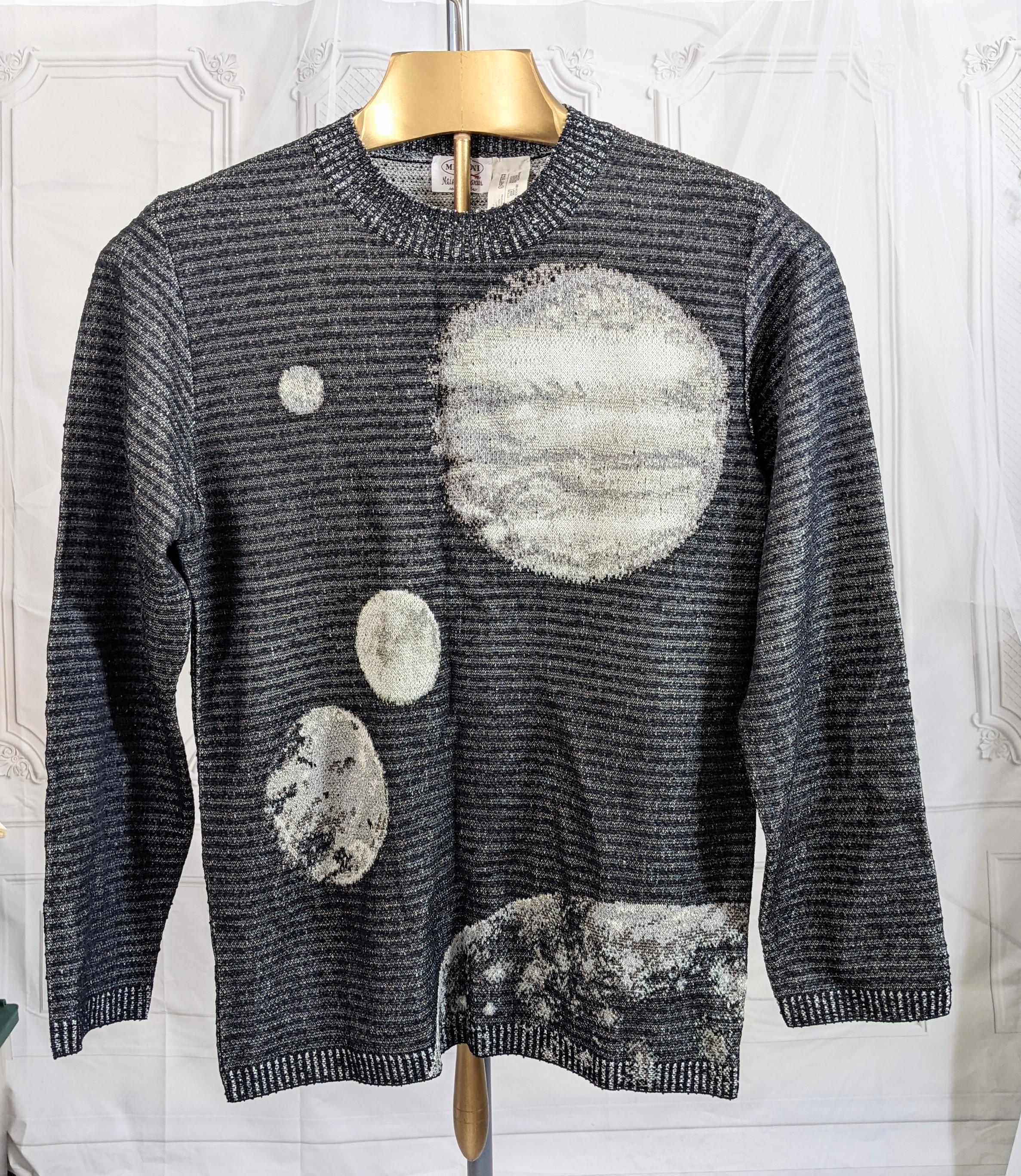 Amazing Missoni Mens Planetary Sweater from the 2000's. A very cool sweater suitable for women as well from a house not known for being typically edgy. Wonderful melange of colors and textures to create photo realistic patterns. 
No size label,