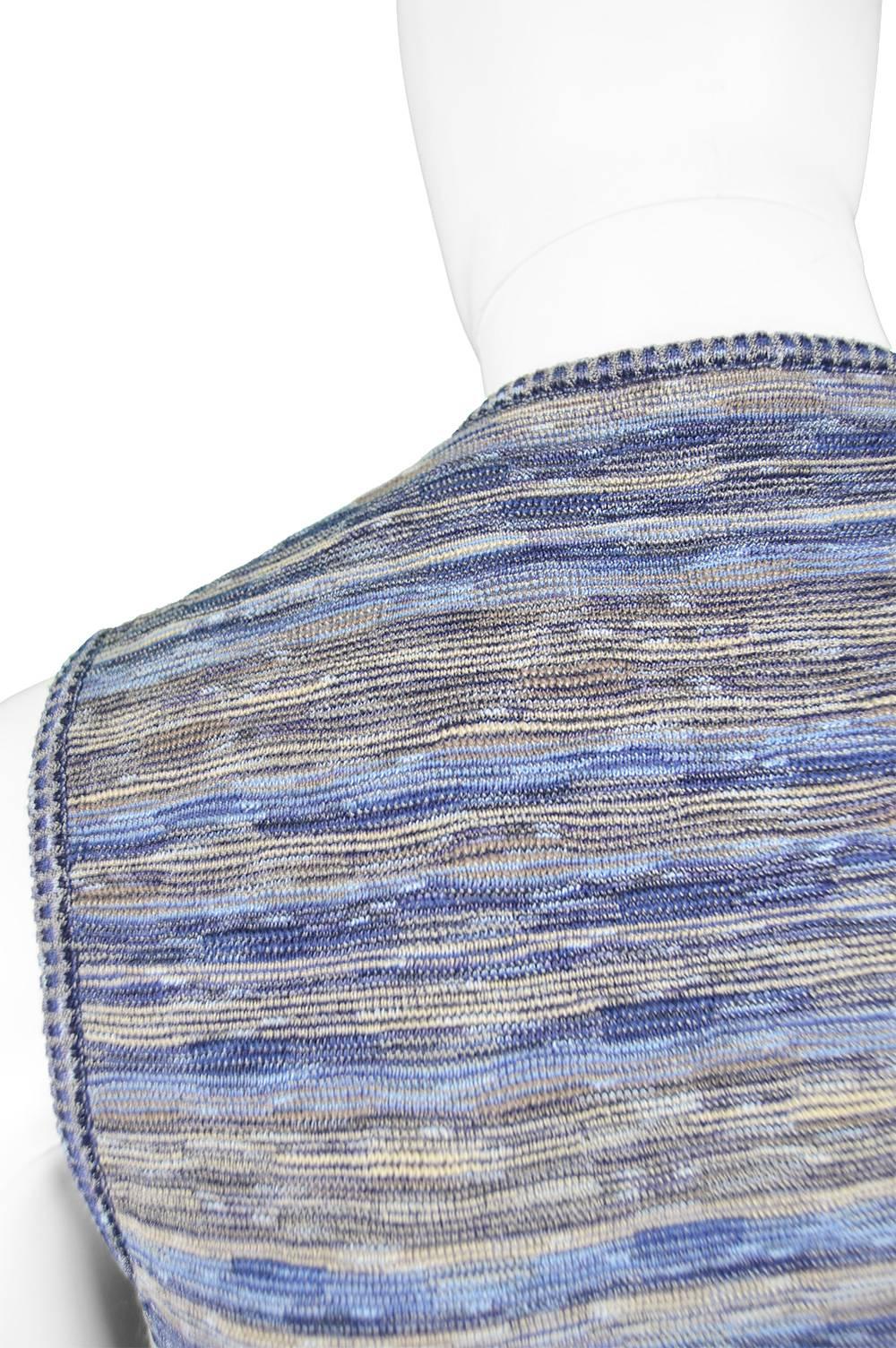 Missoni Men's Vintage Blue Wool and Silk Textured Knit Sweater Vest, 1990s  2