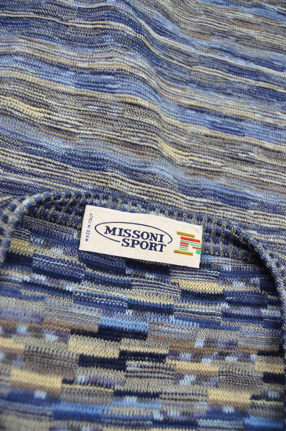 Missoni Men's Vintage Blue Wool and Silk Textured Knit Sweater Vest, 1990s  3