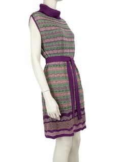 Missoni Merino Striped Turtleneck Knee Length Dress Size L