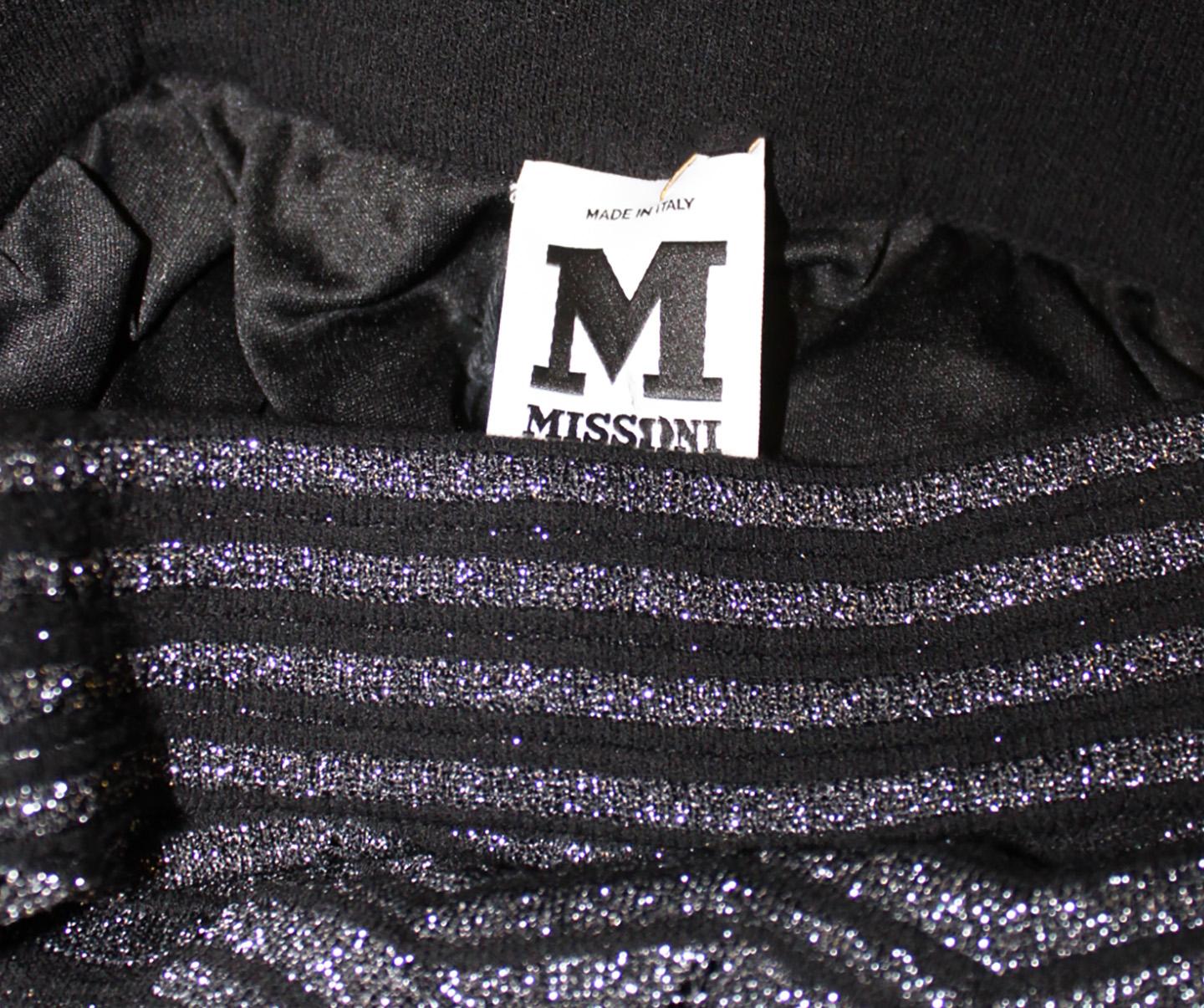 Women's Missoni Metallic Black & Silver Tone Maxi Skirt  For Sale