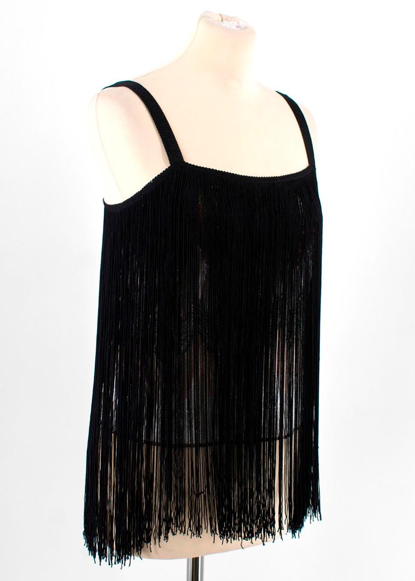Missoni Fringed Top

- Metallic striped knitted design
- Black trimmings
- Boxy fit
- Black fringed detail all around the top
- Black metallic straps

Please note, these items are pre-owned and may show some signs of storage, even when unworn and