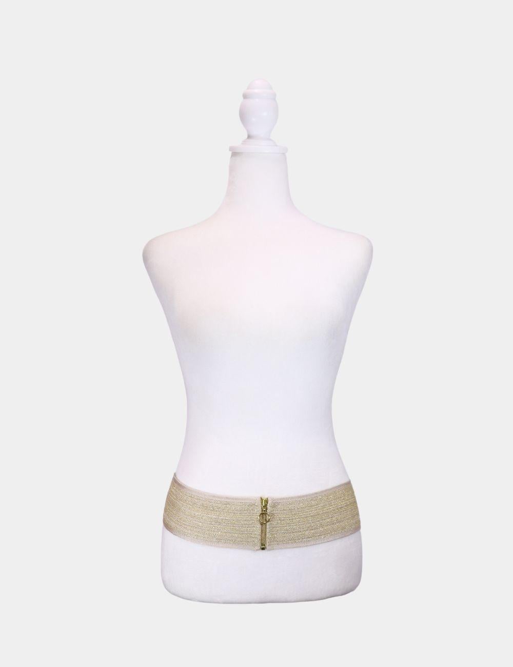 Brown Missoni Metallic Gold Crochet Patterned Wide Waist Belt Size IT 46 For Sale