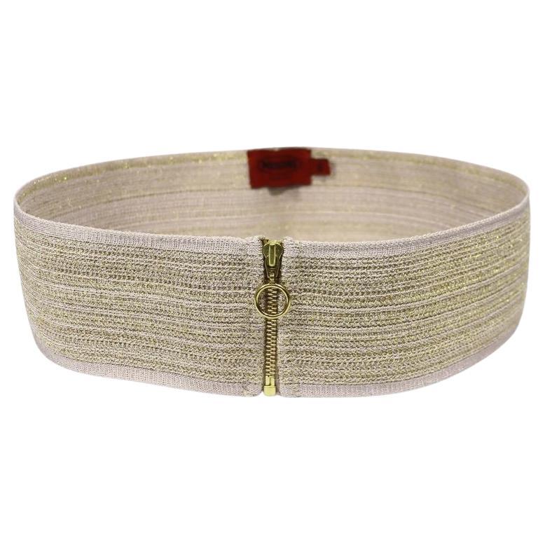 Missoni Metallic Gold Crochet Patterned Wide Waist Belt Size IT 46 For Sale