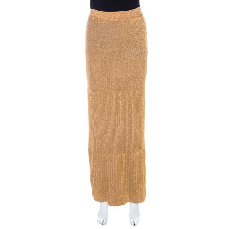 gold knit skirt