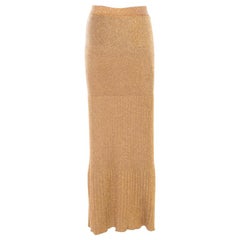 Missoni Metallic Gold Knit Pleated Maxi Skirt S