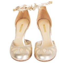 MISSONI metallic gold leather Ankle Strap Pumps Shoes 37