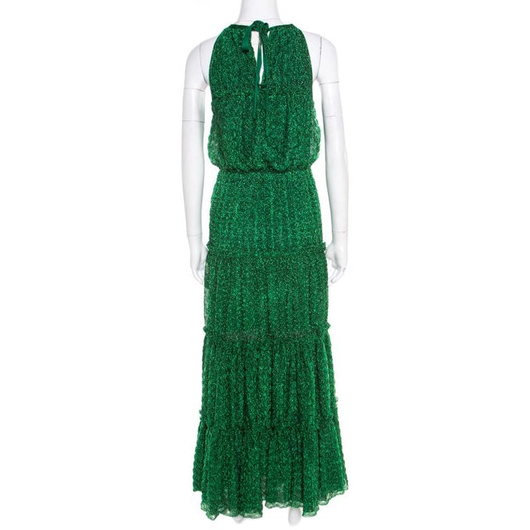 Missoni Metallic Green Knit Neck Tie Detail Tiered Maxi Dress and Fringed  Wrap S For Sale at 1stDibs | missoni green dress, missoni green knit dress,  missoni metallic dress